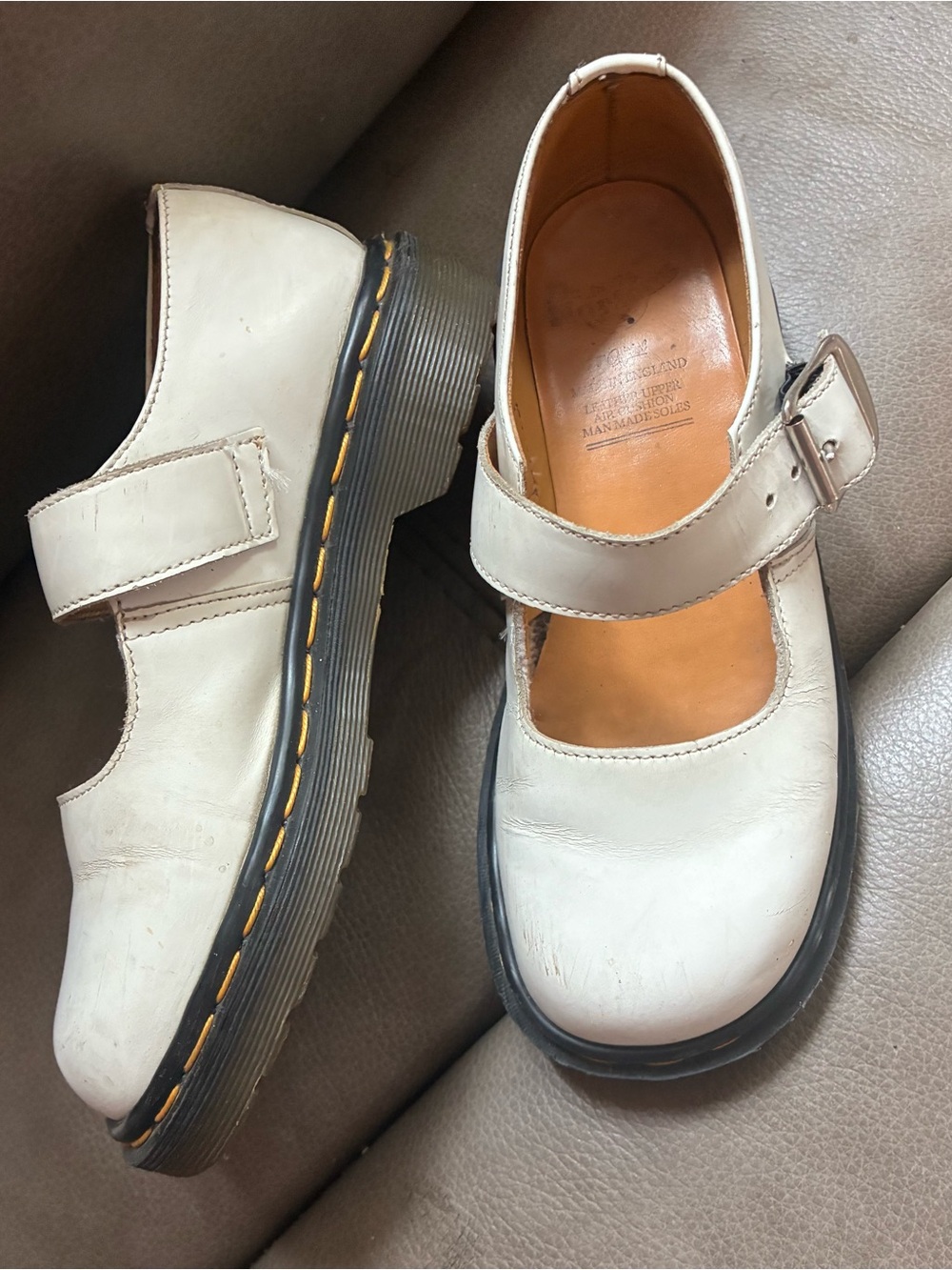 Dr. Martens White Mary Jane Buckle Loafers